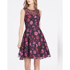 Tahari Arthur S. Levine Women's Sleeveless Fit & Flare Dress Floral Embroidery S